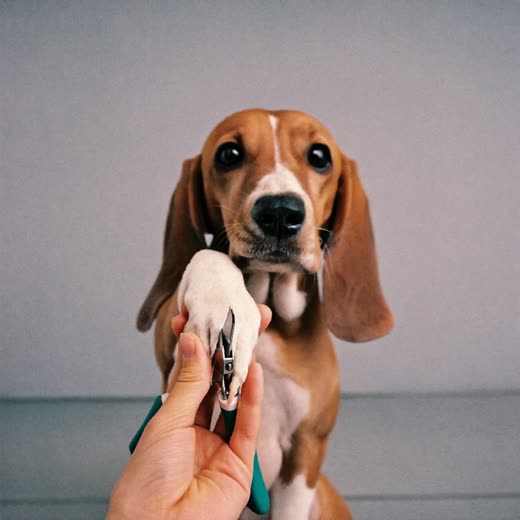 A dog's paw having its nails trimmed